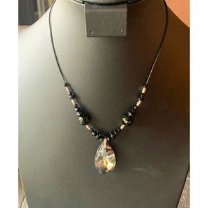 Vintage Park Lane Gorgeous Teardrop Pendant on a Cord Necklace, in Silver tone